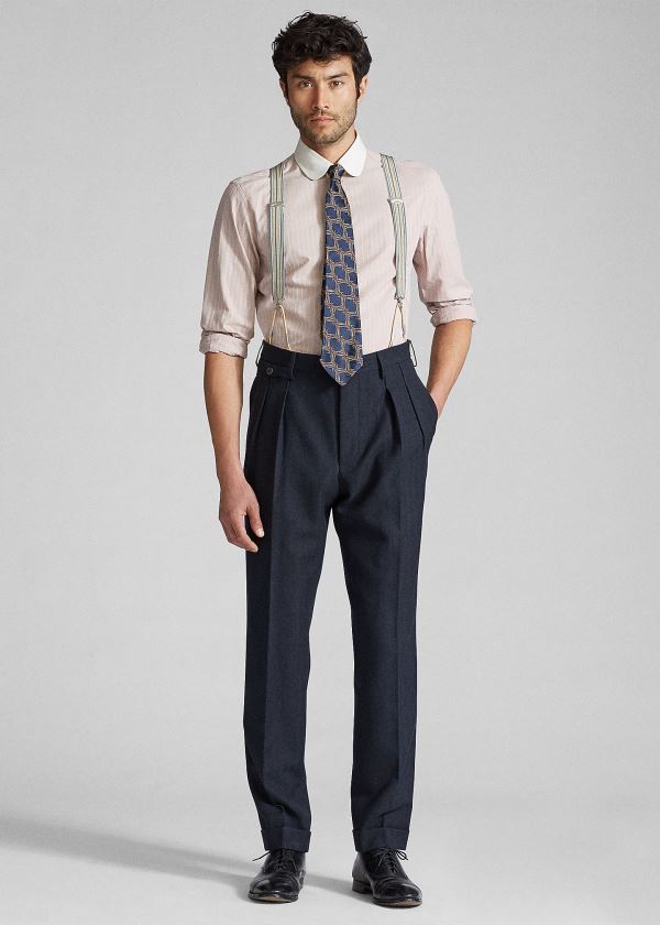 Men's Ralph Lauren Slim Herringbone Suit Trousers | 617940TAJ